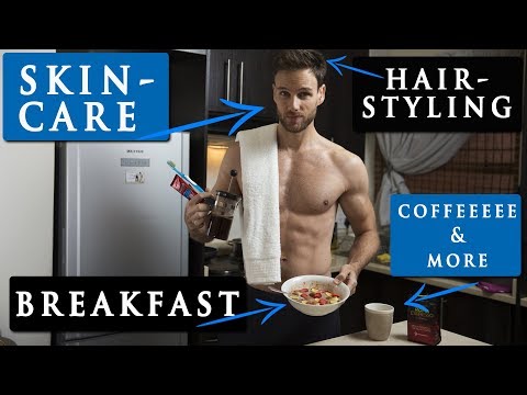 MALE MODEL MORNING ROUTINE | hairstyle, skin care, breakfast & more