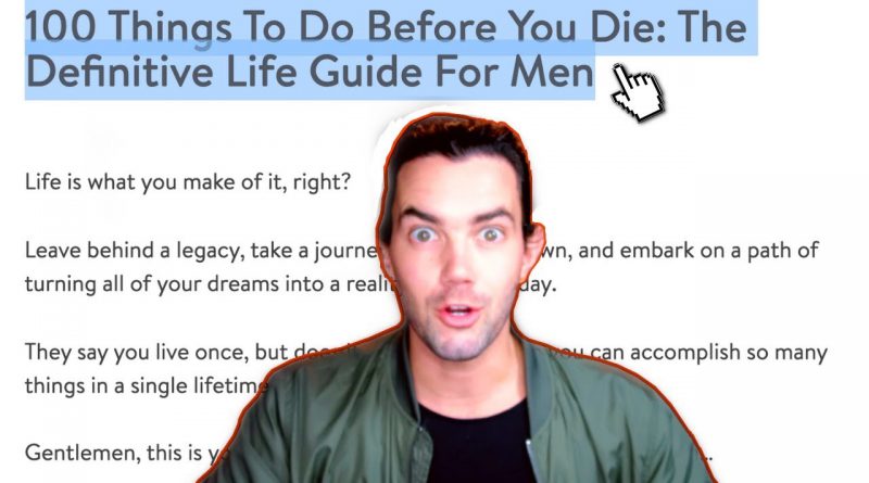 Mens Lifestyle YouTuber REACTS: "100 Things to Do Before You Die: The Definitive Life Guide For Men"