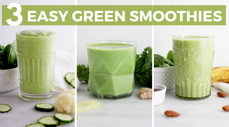 3 Easy & Healthy Green Smoothie Recipes! Dairy-Free Breakfast Ideas | Healthy Grocery Girl