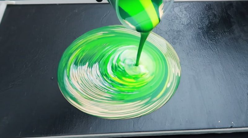 GREEN SMOOTHIE | Fluid Art | Dirty Pour | Masking Tape Technique