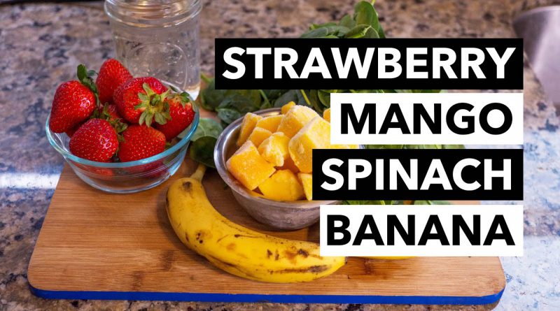 Green Smoothie Recipe 1: Strawberry, Mango, Spinach, Banana, and Water (from 30-day GSC)